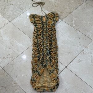 Ruched Paisley Midi Dress